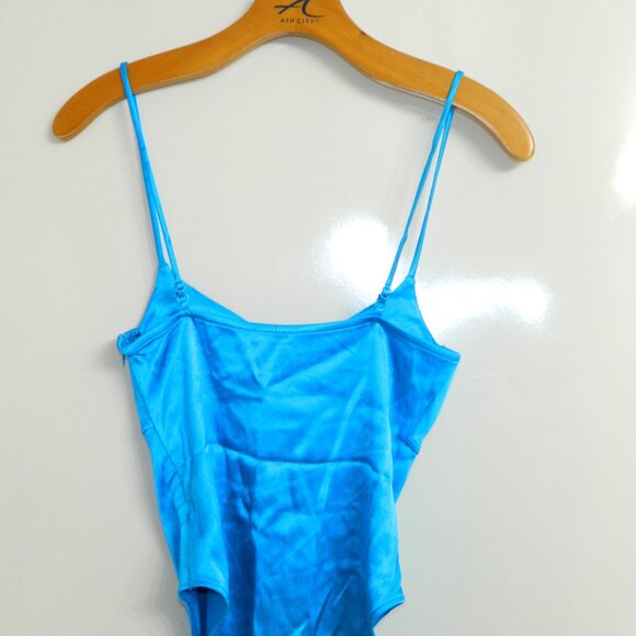 Zara Turquoise Blue Satin Effect Bustier Wired Bra Bodysuit Size Small - Picture 3 of 13